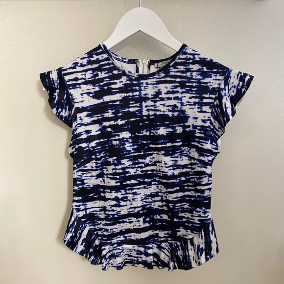 Zara Abstract Print, Flounce Woman’s Blouse - Picture 1 of 6